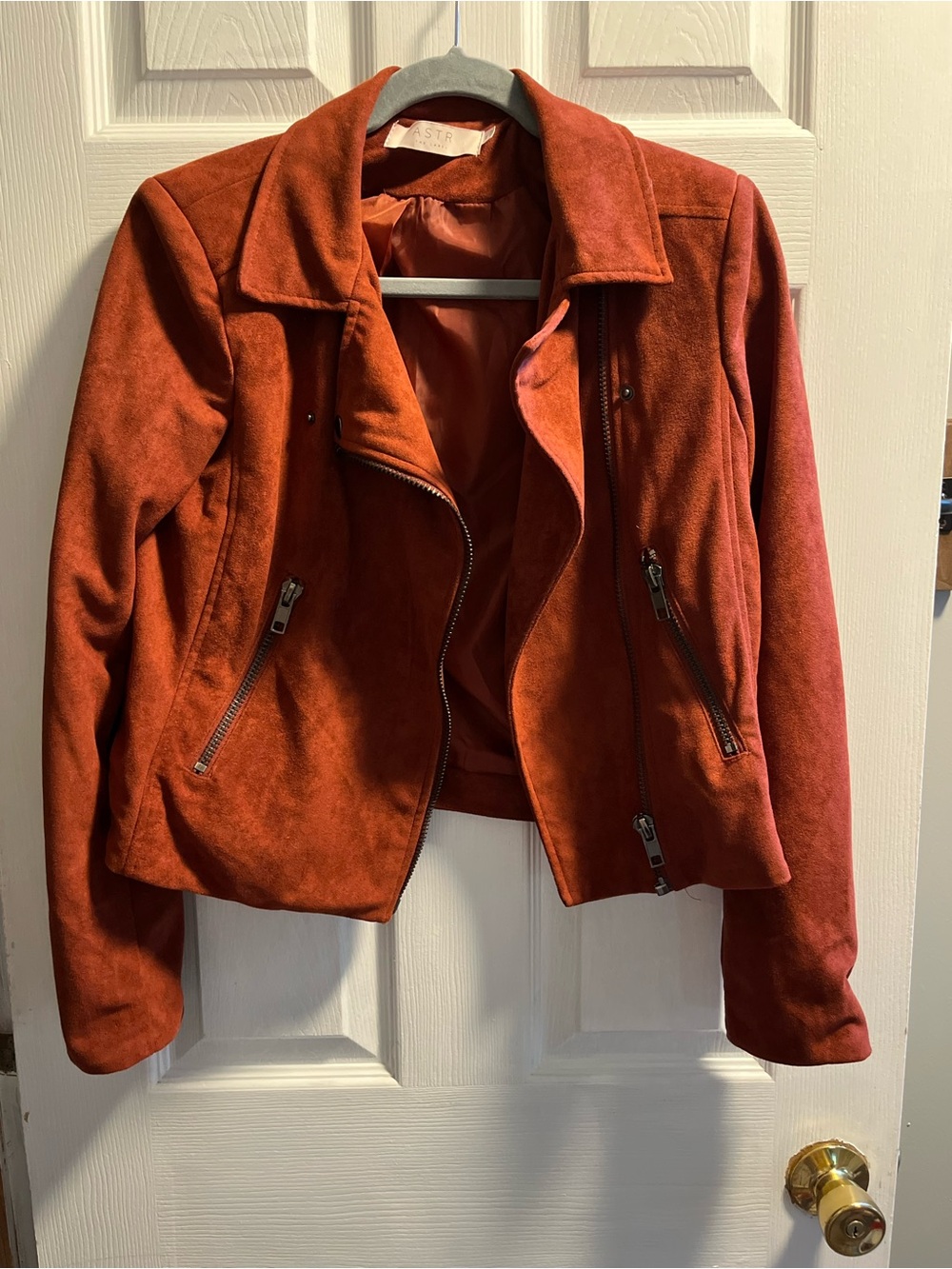 Astr Women's Rust Suede Moto Jacket